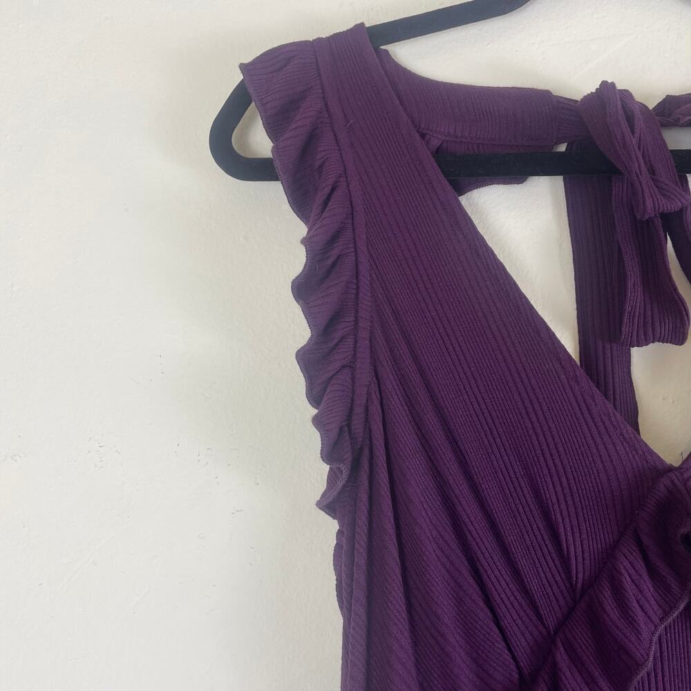 Anthropologie Purple Ruffle Sleeve Maxi Dress V Neck Size Medium NWOT - Picture 5 of 8